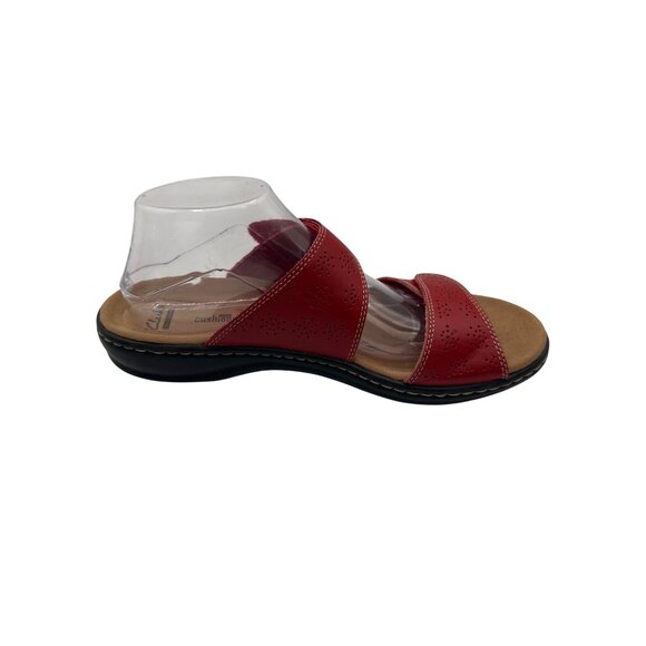 Clarks Size 10 Red Women’s Double-Buckle Sandal Cushioned Sole Comfortable - Picture 4 of 9